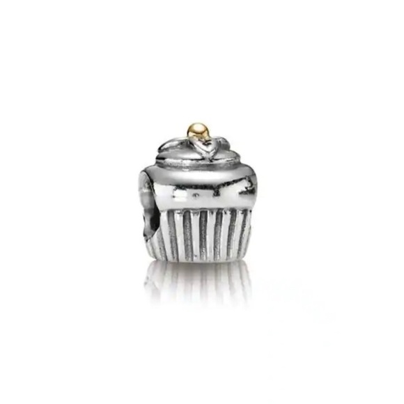 Pandora two tone retired 14k and silver cup cake charm - Picture 1 of 4